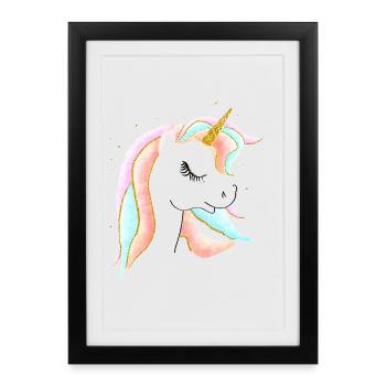 Pastel and Gold Unicorn Exploded Design - Framed poster (27 × 37 cm) - black - Front