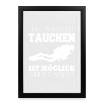Taucher Tauchen - Gerahmtes Poster (27 × 37 cm) - Schwarz - Vorne