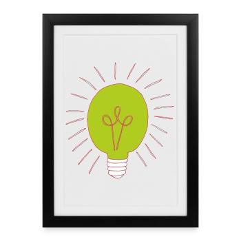 Ampoule verte néon - Affiche encadrée (27 × 37 cm) - noir - Devant