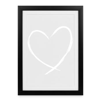 Coeur symbole amour cadeau amitié romantique - Affiche encadrée (27 × 37 cm) - noir - Devant