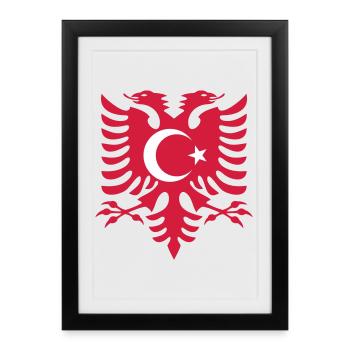 Drapeau Albanie Turquie - Affiche encadrée (27 × 37 cm) - noir - Devant