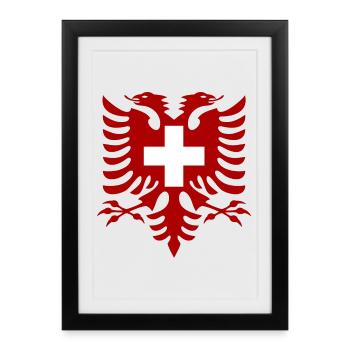 Drapeau de l’Albanie Suisse - Affiche encadrée (27 × 37 cm) - noir - Devant