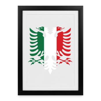 Albanie Italie Drapeau - Affiche encadrée (27 × 37 cm) - noir - Devant