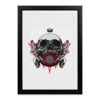 Illustration de crâne avec la foudre - Affiche encadrée (27 × 37 cm) - noir - Devant