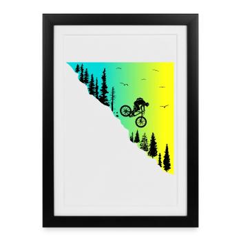 VTT downhill action outdoor vélo vélo - Affiche encadrée (27 × 37 cm) - noir - Devant