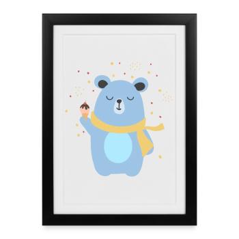 Cute Bear Having an Icecream - Framed poster (27 × 37 cm) - black - Front
