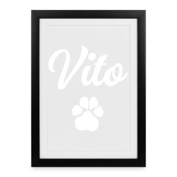 Vito Pfoten Logo Tee - Gerahmtes Poster (27 × 37 cm) - Schwarz - Vorne