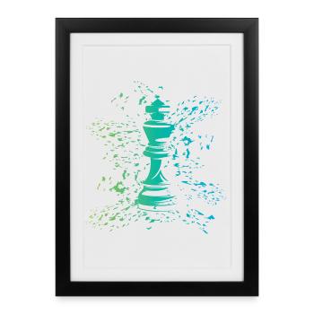 King Chess Symbol Couleurs Blast Club Logo - Affiche encadrée (27 × 37 cm) - noir - Devant
