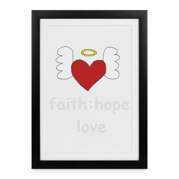 cœur ailes foi - Affiche encadrée (27 × 37 cm) - noir - Devant