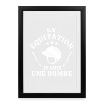 cheval, équitation, passionné d'équitation - Affiche encadrée (27 × 37 cm) - noir - Devant