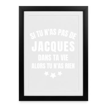 Jacques, prénom Jacques, anniversaire Jacques - Affiche encadrée (27 × 37 cm) - noir - Devant