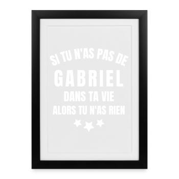 Gabriel, prénom Gabriel, anniversaire Gabriel - Affiche encadrée (27 × 37 cm) - noir - Devant