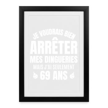 anniversaire, anniversaire 69 ans - Affiche encadrée (27 × 37 cm) - noir - Devant