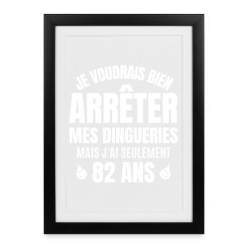 anniversaire 82 ans, anniversaire - Affiche encadrée (27 × 37 cm) - noir - Devant