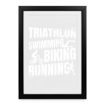 Triathlon Natation Course à pied Cyclisme - Affiche encadrée (27 × 37 cm) - noir - Devant