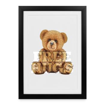 Teddy Free Hugs Cadeau - Affiche encadrée (27 × 37 cm) - noir - Devant