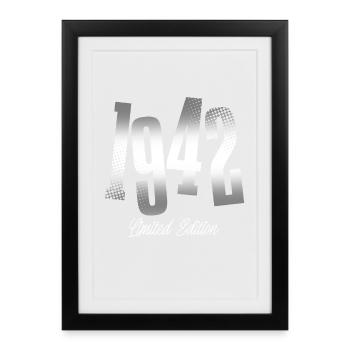 1942 Année de naissance Année de naissance - Affiche encadrée (27 × 37 cm) - noir - Devant