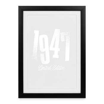 1947 Born birthday Year of construction - Framed poster (27 × 37 cm) - black - Front