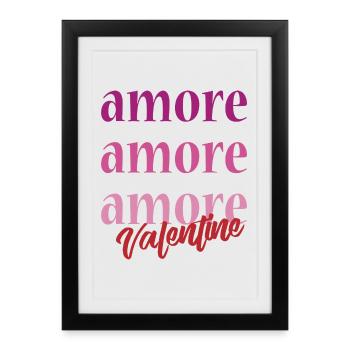t-shirt amour Saint-Valentin amour Liebe amour amor - Affiche encadrée (27 × 37 cm) - noir - Devant