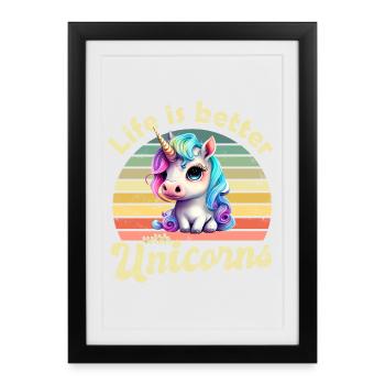 Licornes Licornes - Affiche encadrée (27 × 37 cm) - noir - Devant