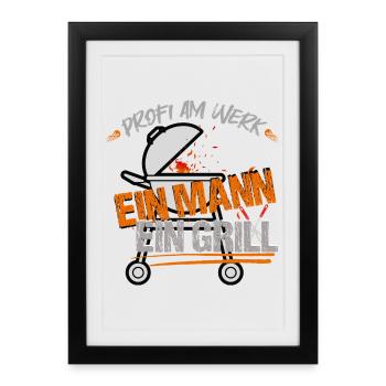 One man, one grill - Framed poster (27 × 37 cm) - black - Front