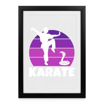 karaté, karatéka, karaté sport - Affiche encadrée (27 × 37 cm) - noir - Devant