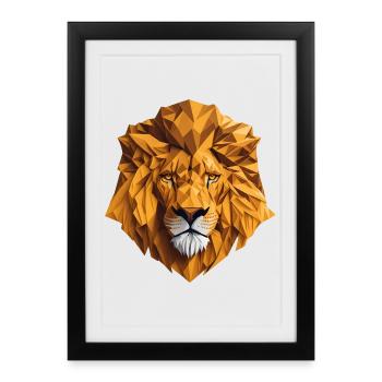 Tête de lion - Affiche encadrée (27 × 37 cm) - noir - Devant