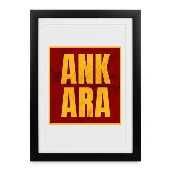 Ankara Lettres majuscules Jaune Rouge - Affiche encadrée (27 × 37 cm) - noir - Devant