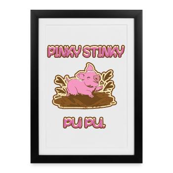 Pinky Stinky PU PU - Affiche encadrée (27 × 37 cm) - noir - Devant