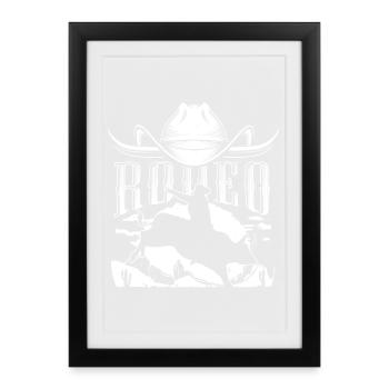 Rodeo Silhouette Bull Rider - Affiche encadrée (27 × 37 cm) - noir - Devant