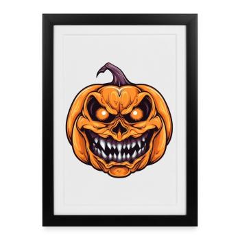 Citrouille effrayante d’Halloween avec visage - Affiche encadrée (27 × 37 cm) - noir - Devant