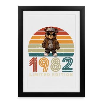 Édition limitée 1982 année de construction anniversaire rétro - Affiche encadrée (27 × 37 cm) - noir - Devant