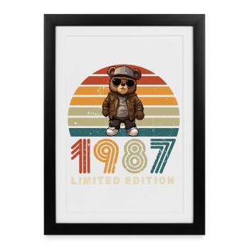 Édition limitée 1987 année de construction anniversaire vintage - Affiche encadrée (27 × 37 cm) - noir - Devant