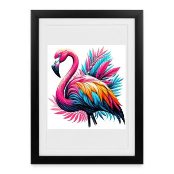 Flamant rose - Affiche encadrée (27 × 37 cm) - noir - Devant