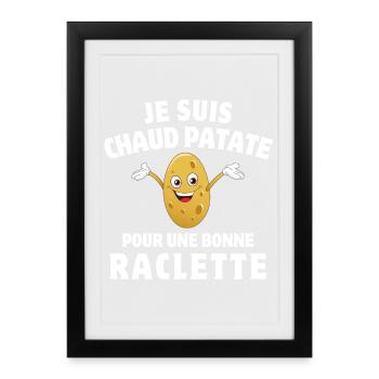 raclette, fromage fondu, raclette party - Affiche encadrée (27 × 37 cm) - noir - Devant