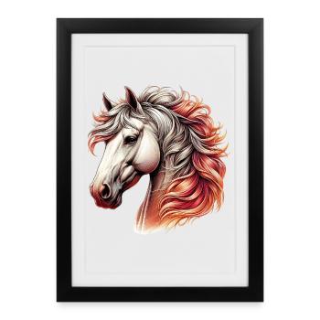 Cheval - Affiche encadrée (27 × 37 cm) - noir - Devant