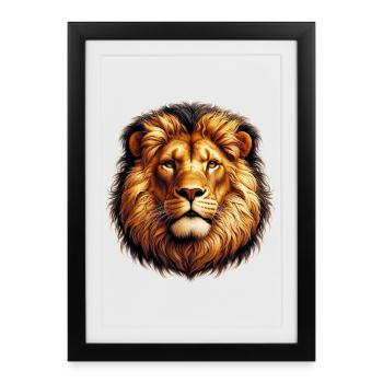 Lion - Affiche encadrée (27 × 37 cm) - noir - Devant