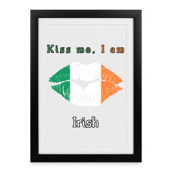 Kiss me - i am irish - Framed poster (27 × 37 cm) - black - Front