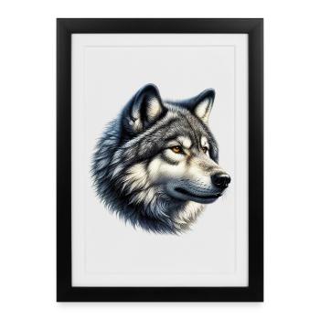 Wolf - Gerahmtes Poster (27 × 37 cm) - Schwarz - Vorne