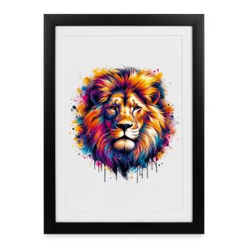 Lion - Affiche encadrée (27 × 37 cm) - noir - Devant