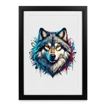 Loup - Affiche encadrée (27 × 37 cm) - noir - Devant