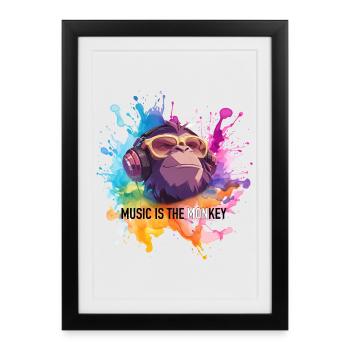 Music is the monkey pun - Framed poster (27 × 37 cm) - black - Front