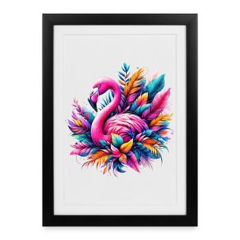 Flamant - Affiche encadrée (27 × 37 cm) - noir - Devant