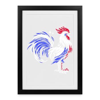 Coq Français: Fierté Tricolore - Affiche encadrée (27 × 37 cm) - noir - Devant