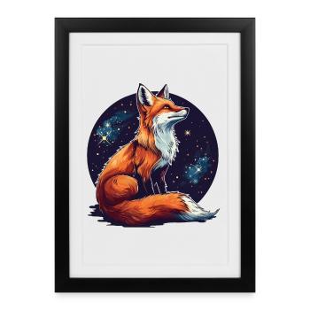 Fox with stars - Framed poster (27 × 37 cm) - black - Front