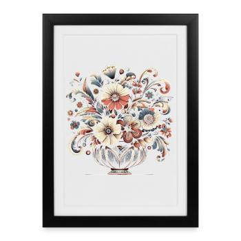 Elegant Floral Bouquet Art with Intricate Details - Framed poster (27 × 37 cm) - black - Front