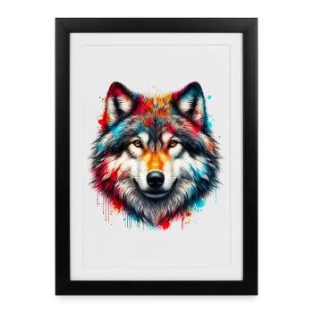 Wolf - Gerahmtes Poster (27 × 37 cm) - Schwarz - Vorne
