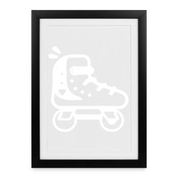 Roller Skates Cartoon Style - Framed poster (27 × 37 cm) - black - Front