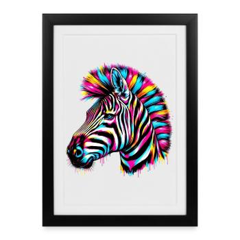 Zebra - Gerahmtes Poster (27 × 37 cm) - Schwarz - Vorne