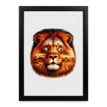 Lion - Affiche encadrée (27 × 37 cm) - noir - Devant